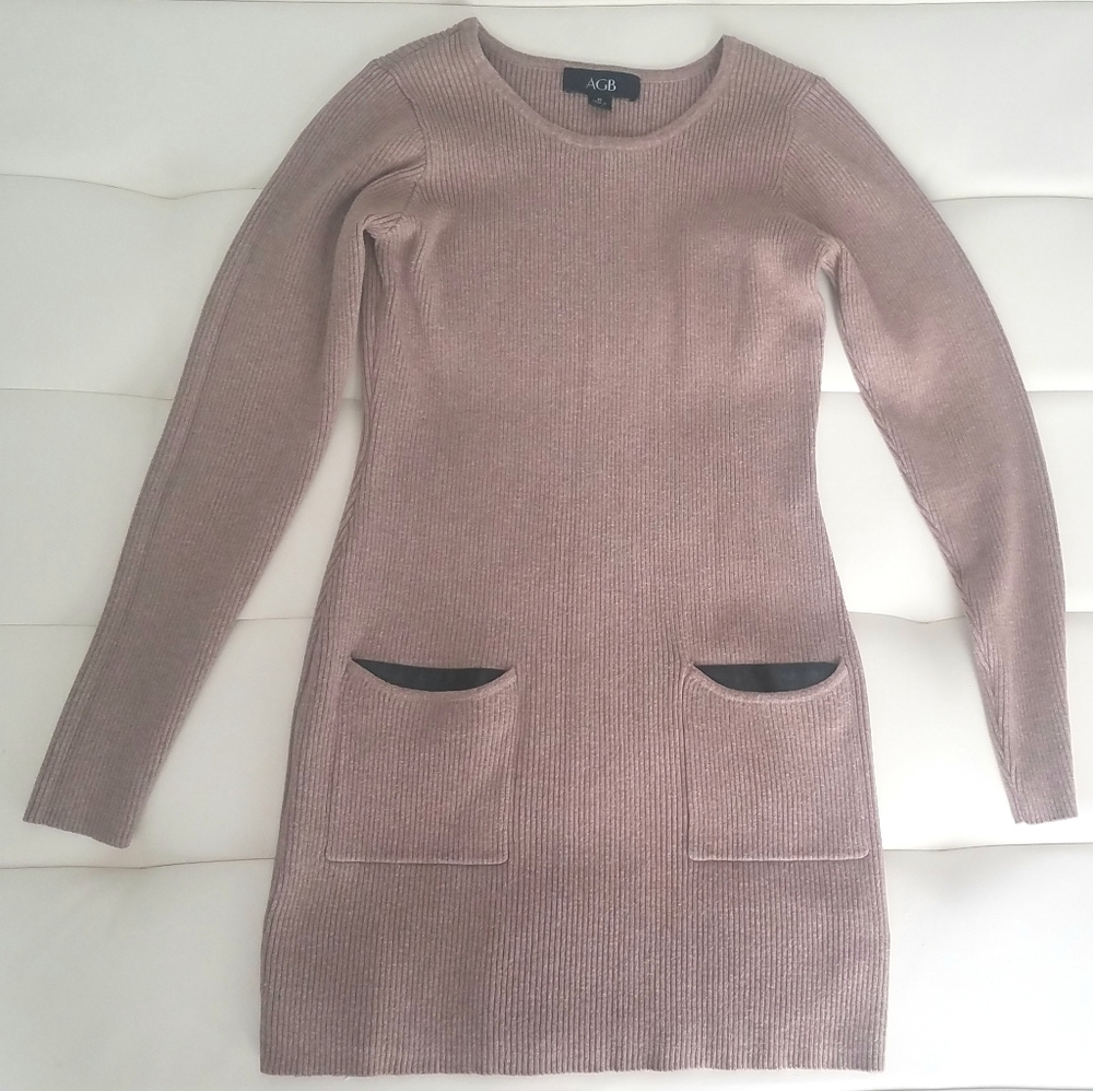 Faux leather accent AGB Sweater Dress Tunic